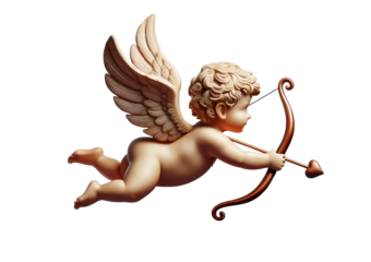 Cupid icon. valentine's day symbol. Cupid shooting arrow isolated on transparent or white background