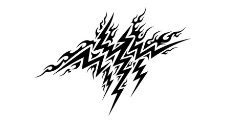 Tribal lightning design in black and white offers striking vector illustration