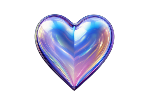 Holograms heart 3D icon. isolated on transparent or white background