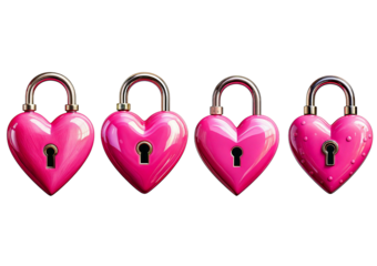 Pink heart as a lock isolated on transparent background