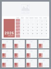 calendar for 2026 starts sunday, vector calendar design 2026 year