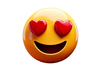 Smiley face with heart. In love emoji.  isolated on transparent or white background