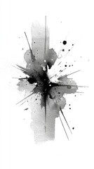 Abstract ink splash radiating outwards on white