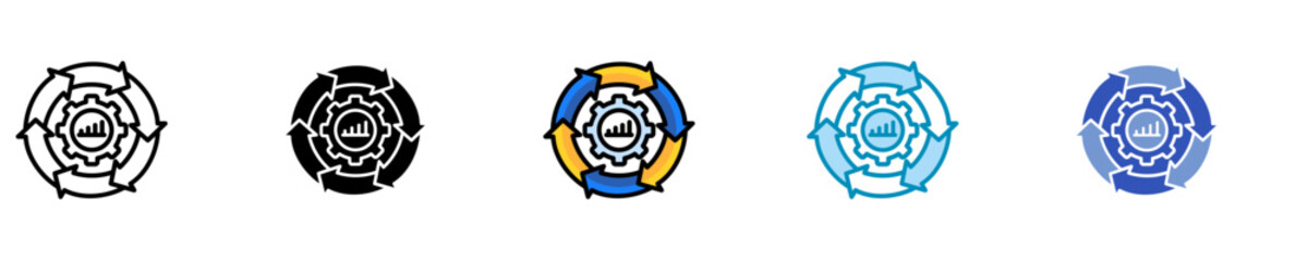 Fototapeta premium Business Continuity Icon Set Multiple Style Collection