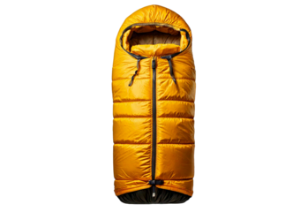 Warm Winter Sleeping Bag Yellow isolated on transparent or white background