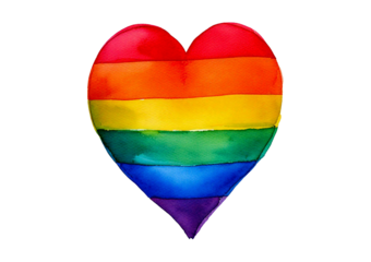 Rainbow heart drawing expressing love and diversity isolated on transparent or white background.