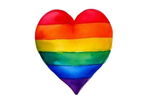 Rainbow heart drawing expressing love and diversity isolated on transparent or white background.