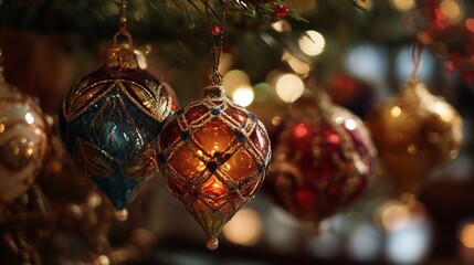 カラフルなクリスマスのオーナメント