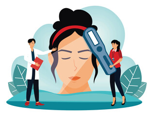 Light therapy concept. Medical Professionals Conducting Health Examination with Modern Equipment.