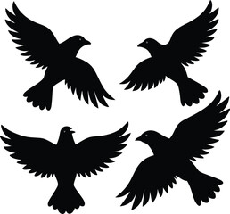 Obraz premium Flying Birds Silhouette Vector Illustration Symbol of Freedom and Peace (241) .eps