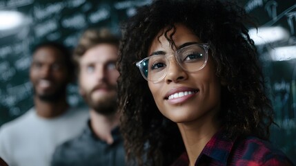 Obraz premium A diverse team collaborates on strategy planning in a studio setting long title A diverse group of professionals gather around a