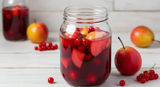 Homemade Kompot Beverage with Fresh Fruits png