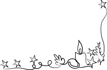 Elegant Christmas Decoration with Candle Stars and Leaves in a Line