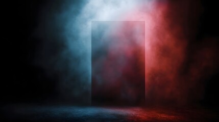 Obraz premium Dramatic vertical frame with colorful smoky background and a spotlight