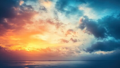Obraz premium Abstract grunge background with a sunset, blurred sky, and foggy clouds