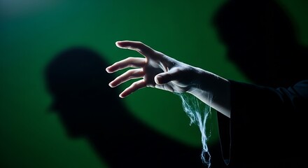 Reaching Hand with Shadow and Cobwebs