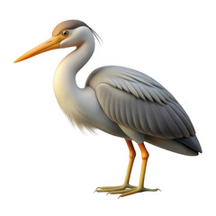 Obraz premium 3d grey heron bird realistic render isolated on transparent background
