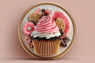 Sweet cupcake dessert decorative art concept high resolution picture