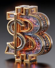 Tech money glowing sculpture high resolution picture