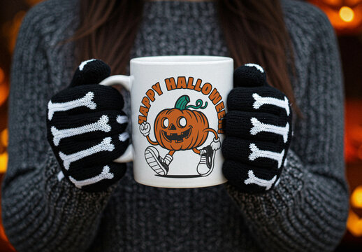 Halloween Themed Coffee Mug Mockup