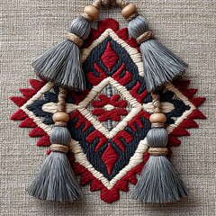 Textured Textile Tassel Decoration Close Up High Resolution Picture