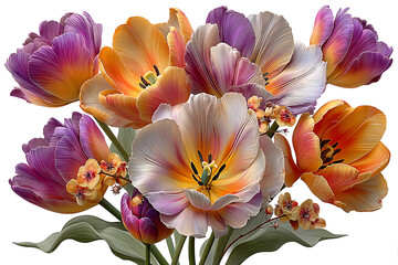 Tulip bouquet art with detailed petals high resolution picture