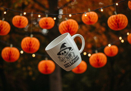 White Halloween Mug Mockup