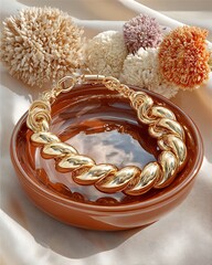 Unique Gold Bangle with Charms High Resolution Picture