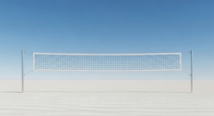 Beach Volleyball Net on a Sandy Court Under a Clear Blue Sky
