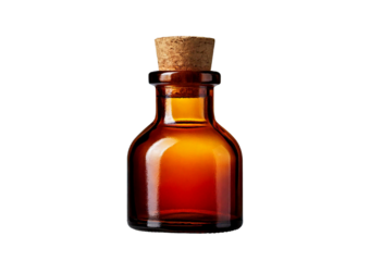 A brown bottle with a cork isolated on transparent or white background