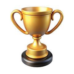3d golden trophy with handles isolated on transparent background