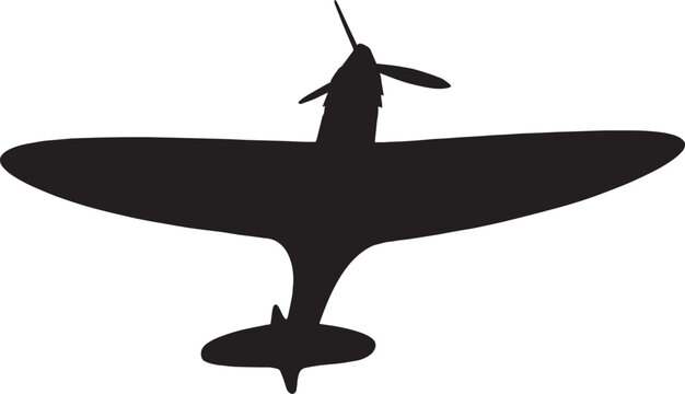 Supermarine Spitfire WW2 Fighter Plane Silhouette Vector
