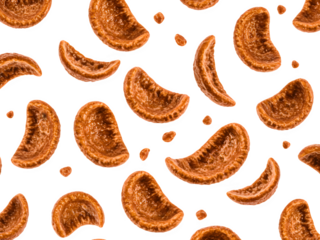 Seamless pattern of crunchy cookies isolated on transparent background