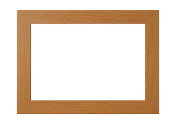 Simple rectangular wooden frame with brown color isolated on transparent background