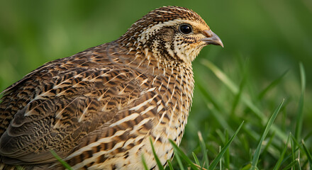 Detailed Quail Closeup with Grass Background png