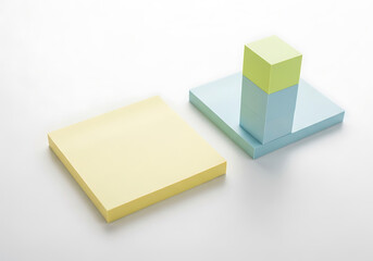 Stack of colorful sticky notes isolated on white background for reminders and organization on a clean surface