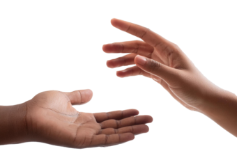 Help Concept hands reaching out to help each other, Isolated on Transparent or White Background