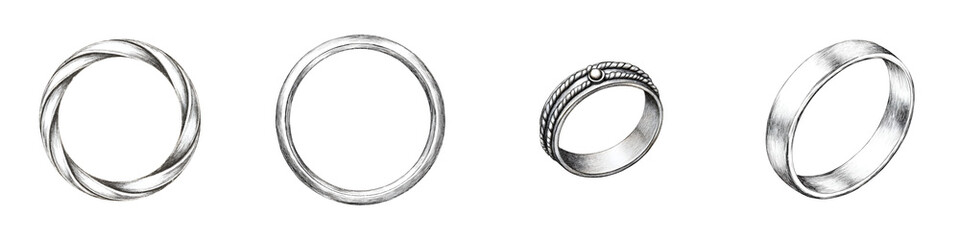 Fototapeta premium Elegant Ring Collection - Jewelry Isolated on White Background