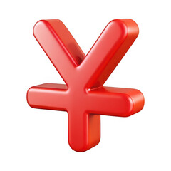 Obraz premium 3d red yen symbol isolated on transparent background