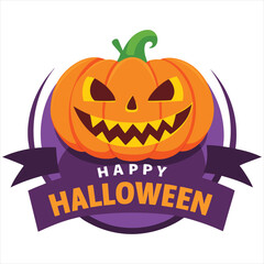 Happy Halloween. Happy Halloween text banner design template. Halloween pumpkin isolated on white background. Happy Halloween logo. Happy Halloween label. Happy Halloween sticker. Happy Halloween post