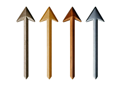 Single arrow symbol on for graphic design applications, isolated on transparent or white background