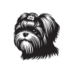 "Elegant Shih Tzu Vector Silhouette Artwork Featuring Distinctive Toy Dog Breed Outline, Fluffy Fur, Loyal Pet Companion Design for Logos, Prints, Clipart, Home Décor, and Creative Projects"
