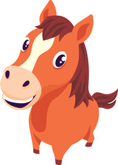 Cartoon Horse Looking Up with Smile Illustration