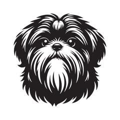 "Elegant Shih Tzu Vector Silhouette Artwork Featuring Distinctive Toy Dog Breed Outline, Fluffy Fur, Loyal Pet Companion Design for Logos, Prints, Clipart, Home Décor, and Creative Projects"
