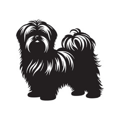 "Elegant Shih Tzu Vector Silhouette Artwork Featuring Distinctive Toy Dog Breed Outline, Fluffy Fur, Loyal Pet Companion Design for Logos, Prints, Clipart, Home Décor, and Creative Projects"
