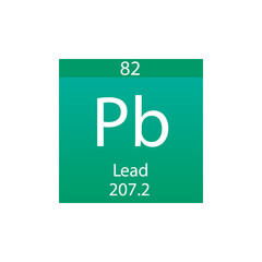 Pb Lead Post transition metal Chemical Element Periodic Table. Simple flat square vector illustration, simple clean style Icon with molar mass and atomic number for Lab, science or chemistry class.