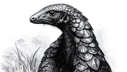 Detailed Illustration Anteater Profile View