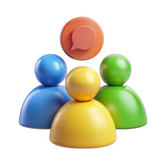 3d abstract human figures group isolated on transparent background