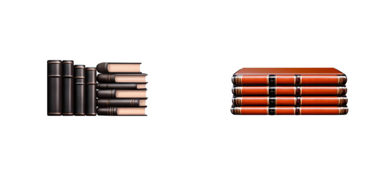 Collection of Antique Leather Bound Books Stacked on Black Background, cut out transparent