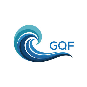 GQF Wave Ocean Logo Design with Text GQF, GQF Later Logo, Blue Wave Icon with Company Name. 

